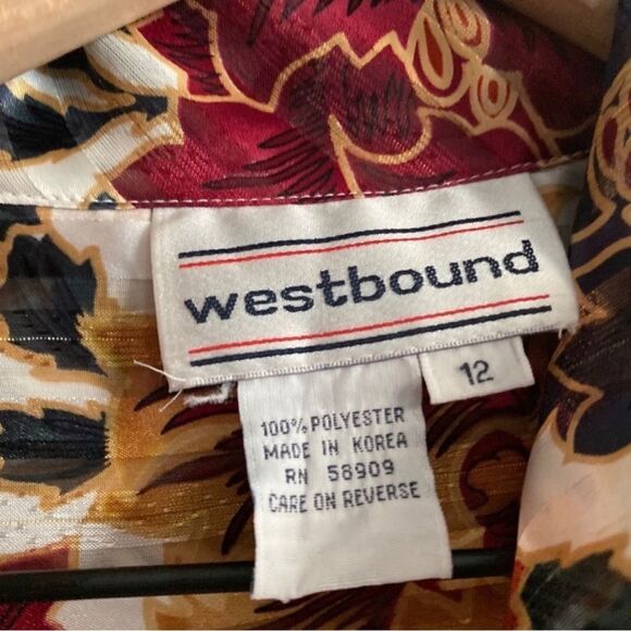 Vintage Westbound Blouse Top Size 12 Floral Colorful Long Sleeve - Picture 2 of 6